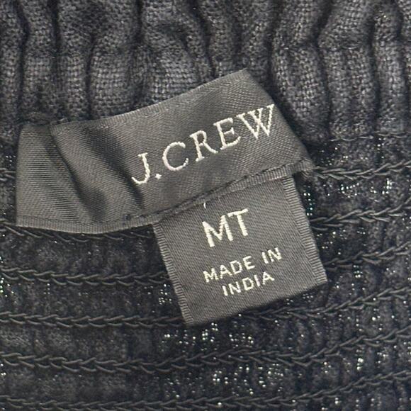 J. Crew Black Smocked Linen Sleeveless Tall Jumpsuit - Picture 9 of 10